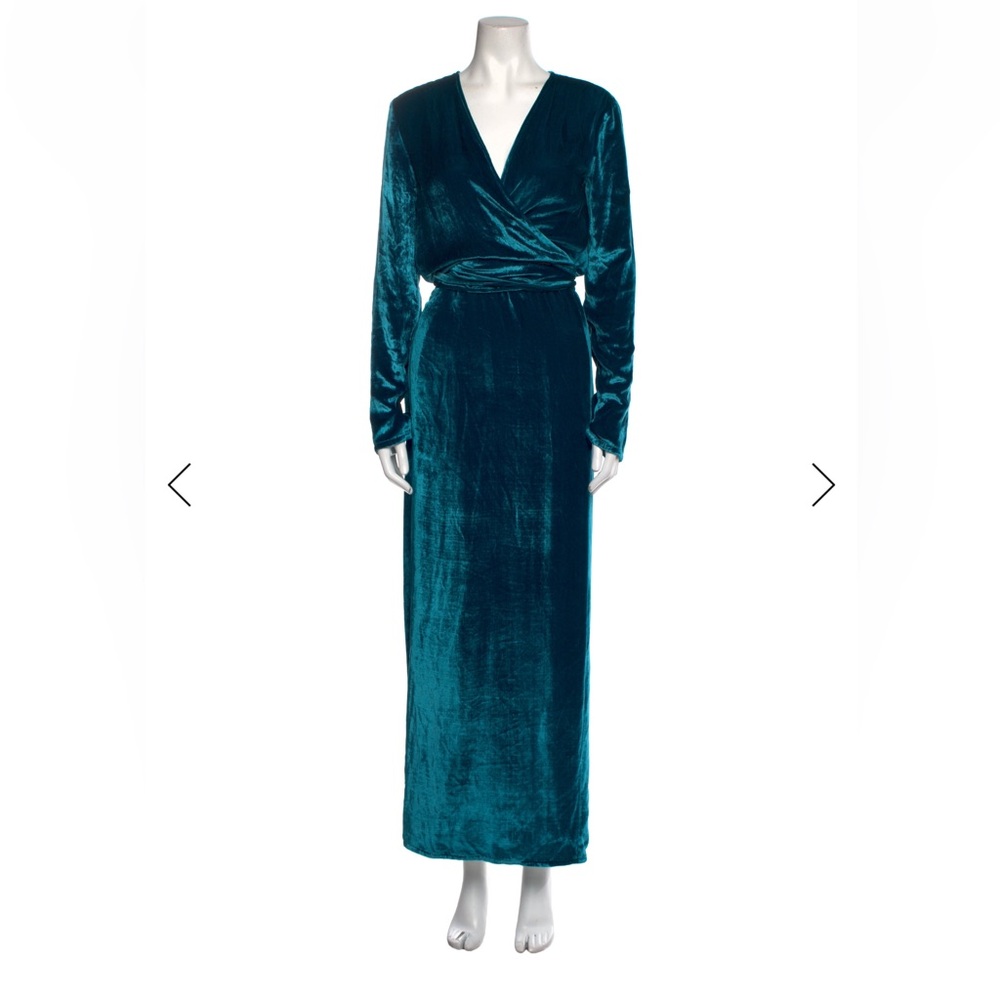 Attico Teal Velvet Maxi Dress